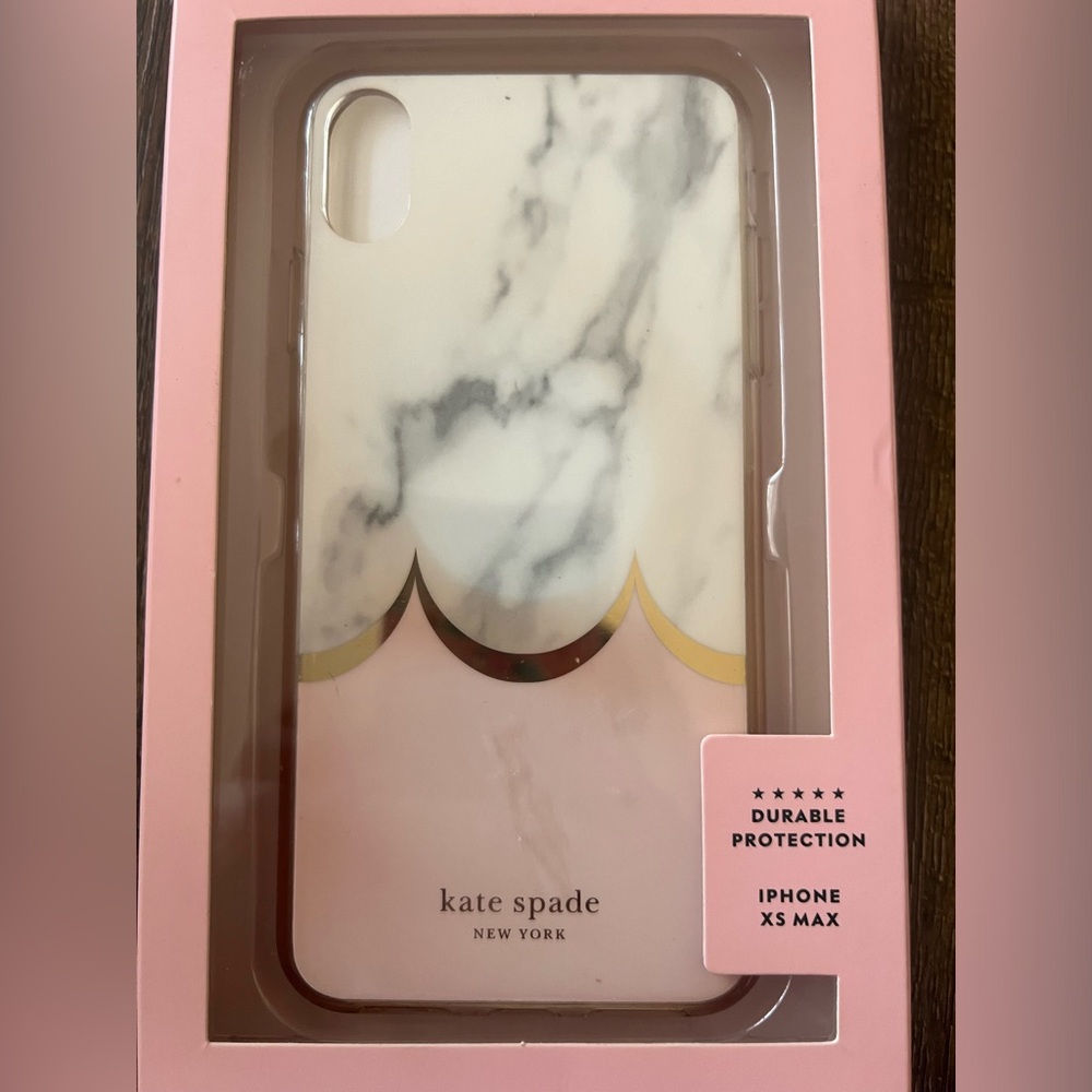 NIB Kate Spade Marble Scallop iPhone XS Max Comold Case Pink Gold